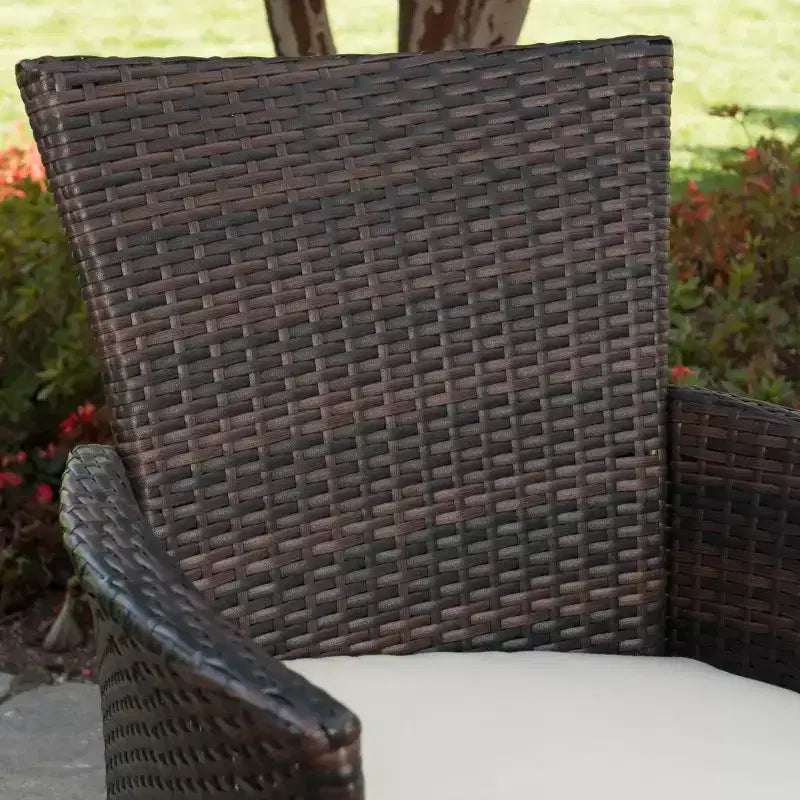 Set da pranzo da esterni a 6 pezzi Jennys in acacia/vimini – Marrone – Christopher Knight Home: Resistente alle intemperie, Struttura in ferro, Panca inclusa