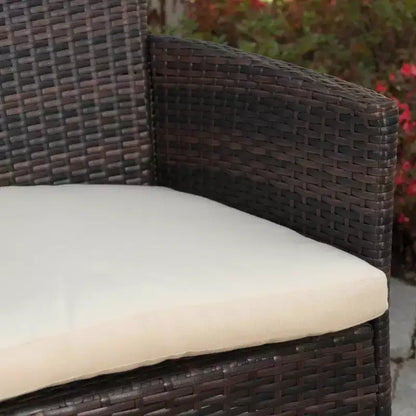 Set da pranzo da esterni a 6 pezzi Jennys in acacia/vimini – Marrone – Christopher Knight Home: Resistente alle intemperie, Struttura in ferro, Panca inclusa
