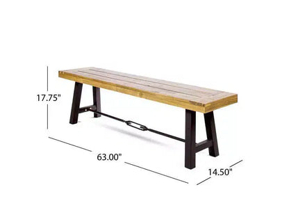 Set da pranzo da esterni a 6 pezzi Jennys in acacia/vimini – Marrone – Christopher Knight Home: Resistente alle intemperie, Struttura in ferro, Panca inclusa