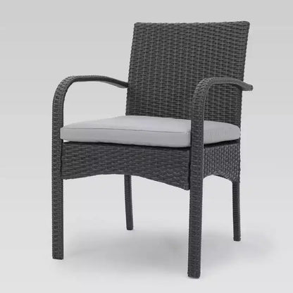 Ensemble de salle à manger Luster 6 pièces en bois d'acacia et osier - Gris clair/Gris - Christopher Knight Home : Résistant aux intempéries, quincaillerie en acier galvanisé