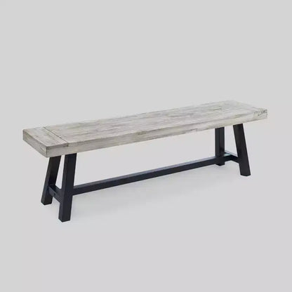 Ensemble de salle à manger Luster 6 pièces en bois d'acacia et osier - Gris clair/Gris - Christopher Knight Home : Résistant aux intempéries, quincaillerie en acier galvanisé