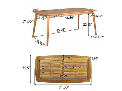 Ensemble de salle à manger Llando 7 pièces en bois d'acacia – Teck/Bleu – Christopher Knight Home : Résistant aux intempéries avec coussins en polyester