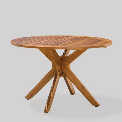 Set da pranzo Karen 5 pezzi in acacia - Teak - Christopher Knight Home: resistente agli agenti atmosferici, tavolo circolare, 4 sedie con braccioli