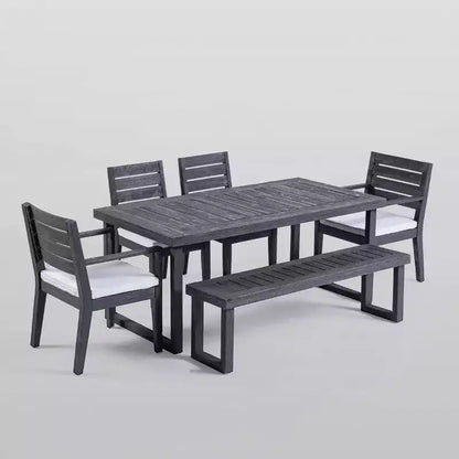Ensemble de salle à manger 6 pièces en bois d'acacia Nestor - Gris foncé/Gris clair - Christopher Knight Home