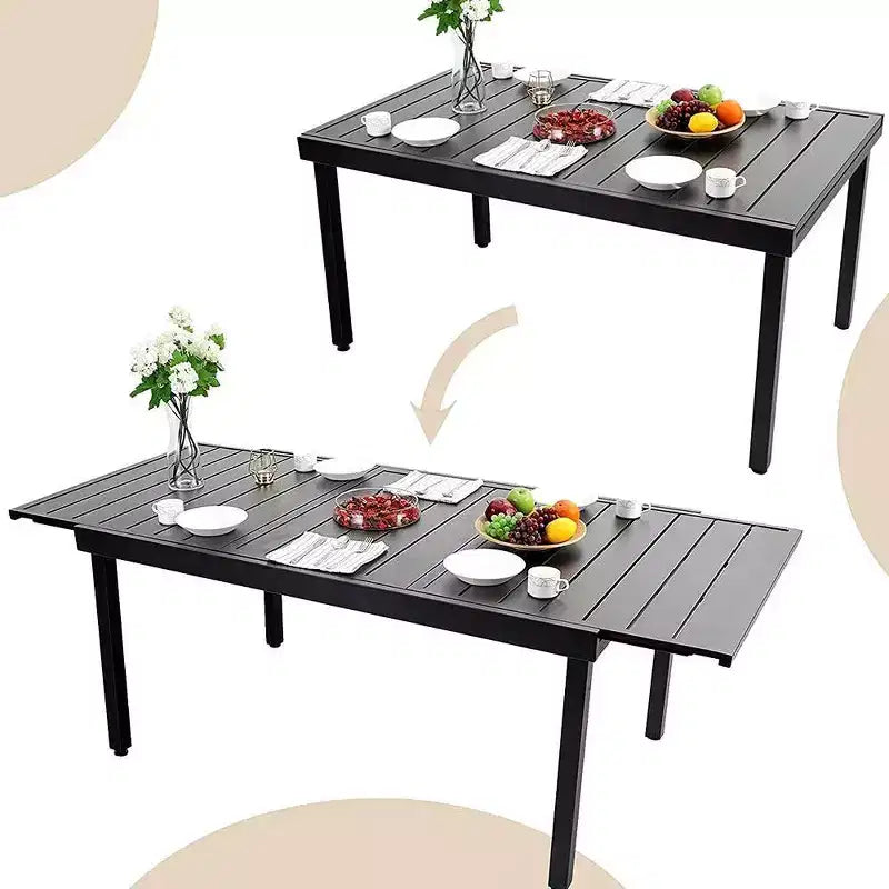 Set da pranzo 7 pezzi in metallo con tavolo da pranzo allungabile e 6 sedie girevoli - Captiva Designs