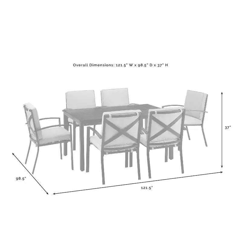 Set da pranzo da esterni Kaplan da 7 pezzi con 6 sedie a braccioli e tavolo da pranzo farina d'avena/bronzo lucidato a olio - Crosley