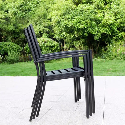 Table et chaises en métal 5 pièces pour patio avec motif en losanges - Captiva Designs