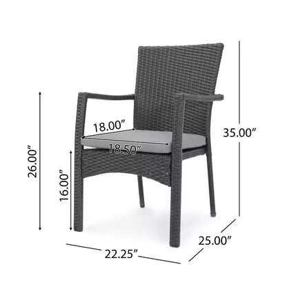Davenport Set Da Pranzo Espandibile 9 Pezzi in Legno e Vimini Grigio Scuro/Grigio - Christopher Knight Home