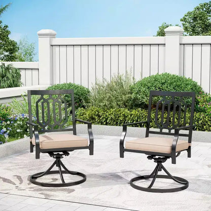 Set da Patio 5 Pezzi con Sedie Girevoli e Tavolo Quadrato in Metallo - Captiva Designs: Set di Mobili da Pranzo per Esterni