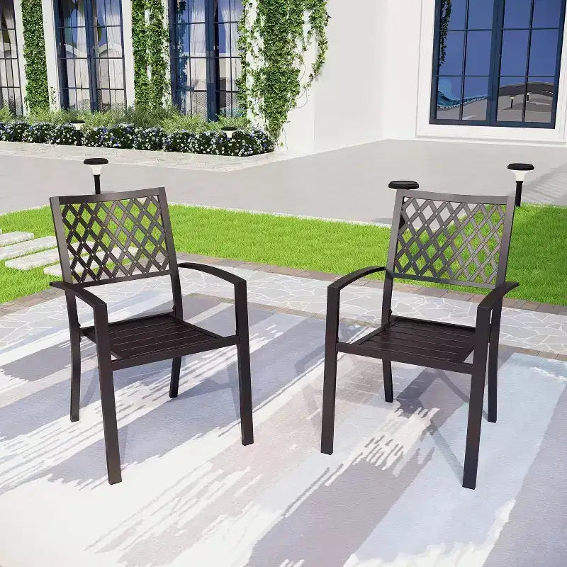 Set da giardino 5 pezzi con tavolo effetto legno e sedie in metallo - Captiva Designs
