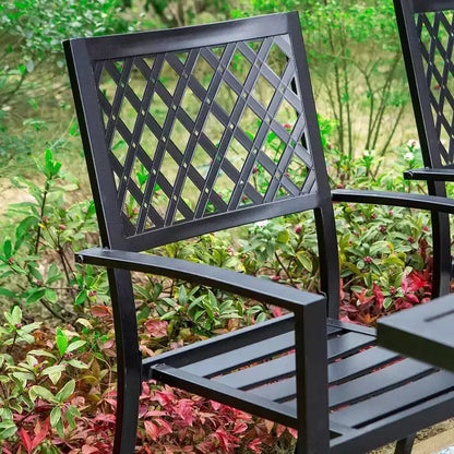 Set da giardino 5 pezzi con tavolo effetto legno e sedie in metallo - Captiva Designs
