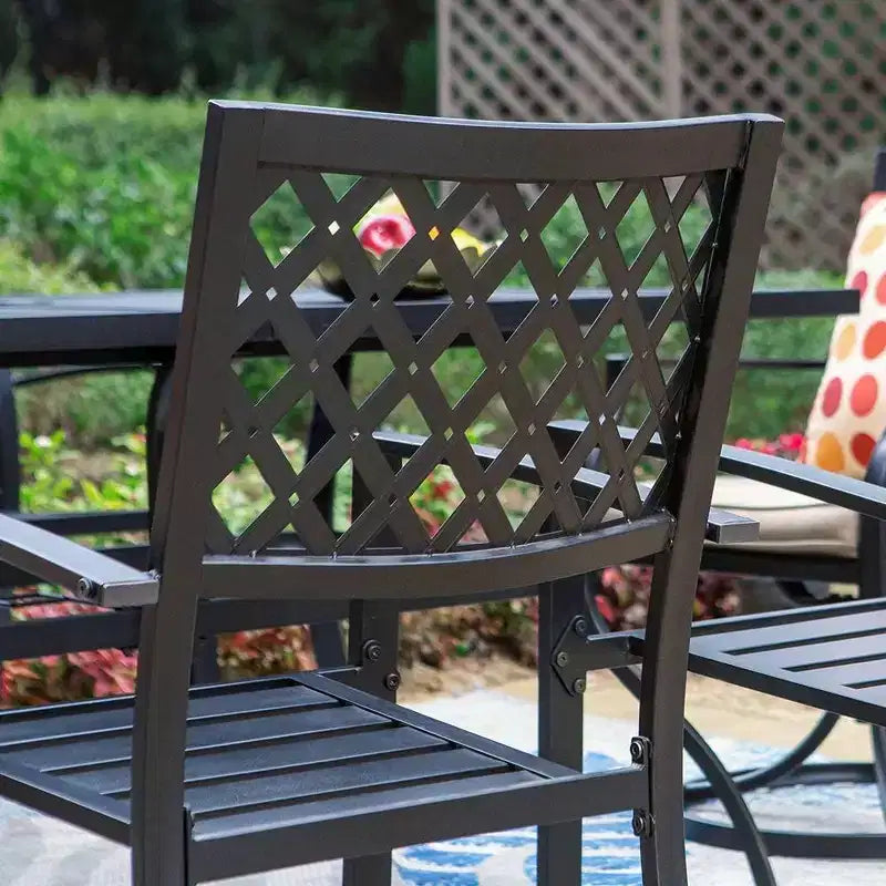 Set da giardino 5 pezzi con tavolo effetto legno e sedie in metallo - Captiva Designs