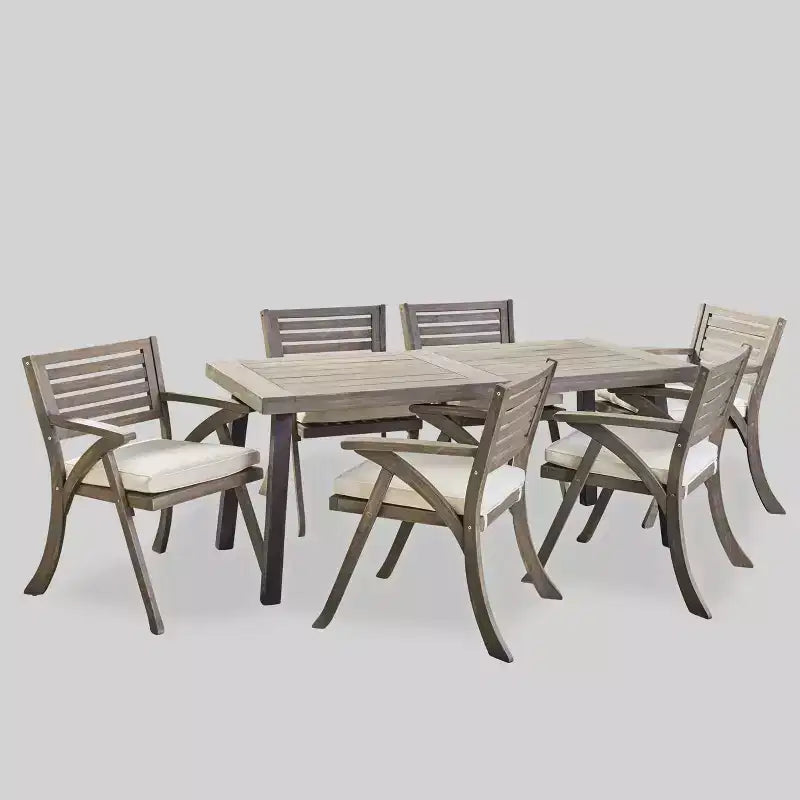 Set da Pranzo Della-Hermosa 7 Pezzi in Legno di Acacia - Grigio - Christopher Knight Home