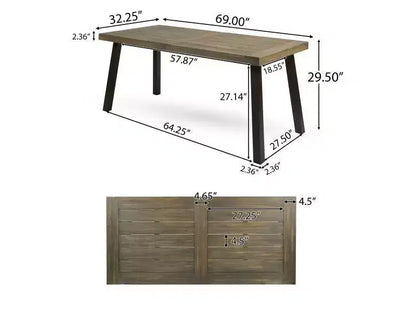 Set da Pranzo Della-Hermosa 7 Pezzi in Legno di Acacia - Grigio - Christopher Knight Home