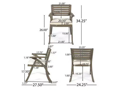Set da Pranzo Della-Hermosa 7 Pezzi in Legno di Acacia - Grigio - Christopher Knight Home