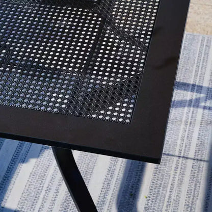 Set da pranzo quadrato 5 pezzi in metallo per interni/esterni con sedie a braccioli e foro per ombrellone - Captiva Designs: Set resistente alle intemperie