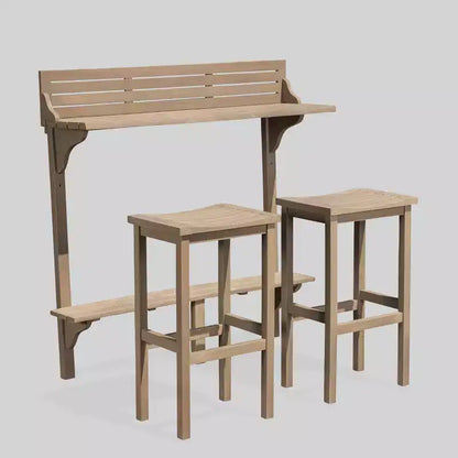 Ensemble de bar 3 pièces en bois d'acacia pour terrasse des Caraïbes - Gris - Christopher Knight Home : Résistant aux intempéries, 2 tabourets de bar, non extensible