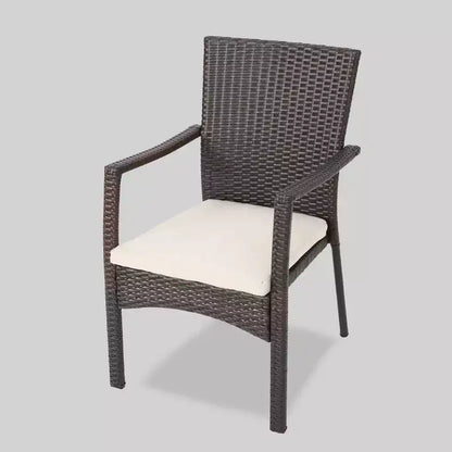 Set da pranzo da esterno Stamford 5 pezzi in legno di acacia e vimini - Marrone - Christopher Knight Home: Resistente alle intemperie, tavolo circolare