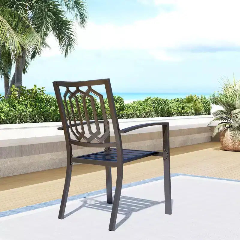 Tavolo rettangolare da esterno 7 pz e 6 sedie con design quadrato - Nero - Captiva Designs