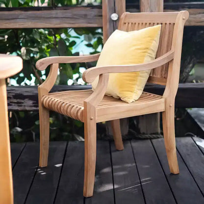 Ensemble de salle à manger d'extérieur 5 pièces en bois de teck Sonoma Lane Rockport avec coussins beiges