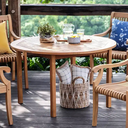 Ensemble de salle à manger d'extérieur 5 pièces en bois de teck Sonoma Lane Rockport avec coussins beiges