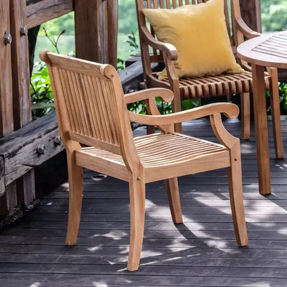 Ensemble de salle à manger d'extérieur 5 pièces en bois de teck Sonoma Lane Rockport avec coussins beiges