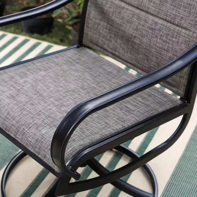 Ensemble de salle à manger de patio 3 pièces avec petite table ronde et chaises rembourrées à dossier bas pivotantes à 360° - Captiva Designs : Résistant aux intempéries, cadre en acier