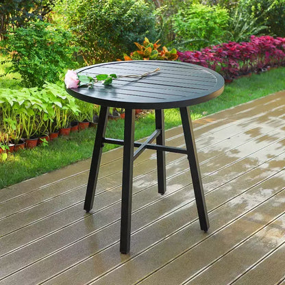 Ensemble de salle à manger de patio 3 pièces avec petite table ronde et chaises rembourrées à dossier bas pivotantes à 360° - Captiva Designs : Résistant aux intempéries, cadre en acier