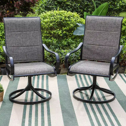Ensemble de salle à manger de patio 3 pièces avec petite table ronde et chaises rembourrées à dossier bas pivotantes à 360° - Captiva Designs : Résistant aux intempéries, cadre en acier