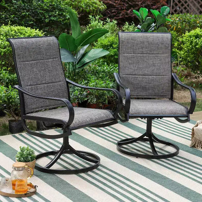 Ensemble de salle à manger de patio 3 pièces avec petite table ronde et chaises rembourrées à dossier bas pivotantes à 360° - Captiva Designs : Résistant aux intempéries, cadre en acier
