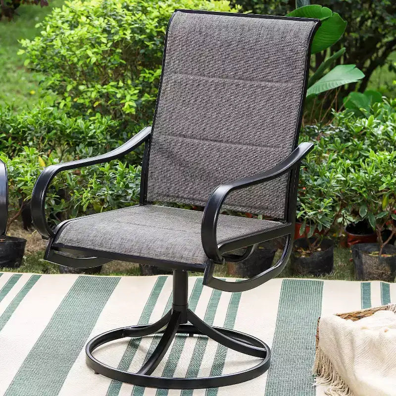 Ensemble de salle à manger de patio 3 pièces avec petite table ronde et chaises rembourrées à dossier bas pivotantes à 360° - Captiva Designs : Résistant aux intempéries, cadre en acier