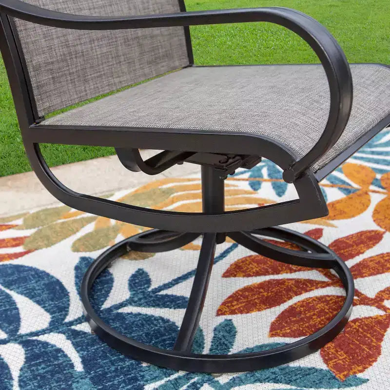 Ensemble de patio 7 pièces avec table en acier et chaises pivotantes à 360° Captiva Designs : Ensemble d'extérieur résistant aux intempéries