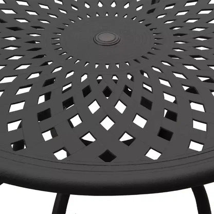 Set da pranzo da 5 pezzi per patio con tavolo rotondo da esterno moderno e ornato in alluminio a rete da 48" e sedie di lusso - Nero - Oakland Living: Resistente alle intemperie