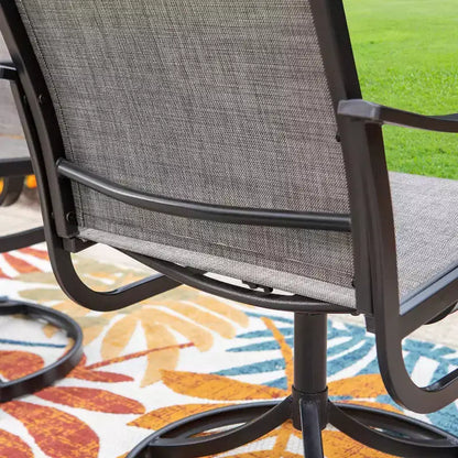 Ensemble de salle à manger 7 pièces pour terrasse avec table extensible en acier et fauteuils pivotants à 360° en toile - Captiva Designs : Salon de jardin