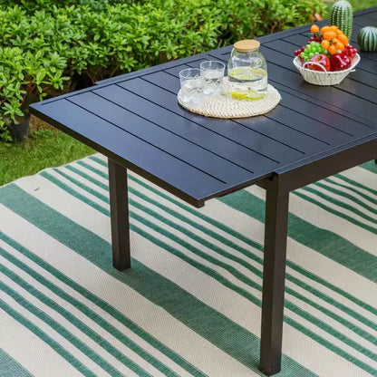 Ensemble de salle à manger 7 pièces pour terrasse avec table extensible en acier et fauteuils pivotants à 360° en toile - Captiva Designs : Salon de jardin