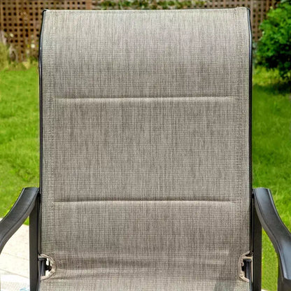 Ensemble de salle à manger d'extérieur 7 pièces Captiva Designs avec plateau imitation bois et chaises de jardin rembourrées en métal