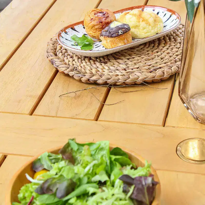 Ensemble de salle à manger d'extérieur 7 pièces en teck Sonoma Lane Quinlan avec coussin de siège - Résistant aux intempéries