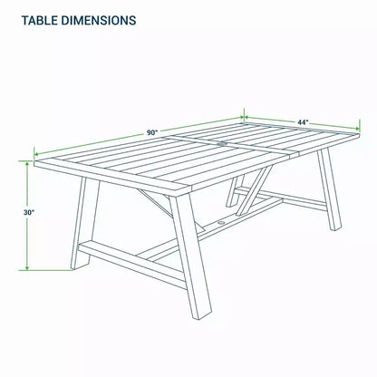 Ensemble de salle à manger d'extérieur 7 pièces en teck Sonoma Lane Quinlan avec coussin de siège - Résistant aux intempéries