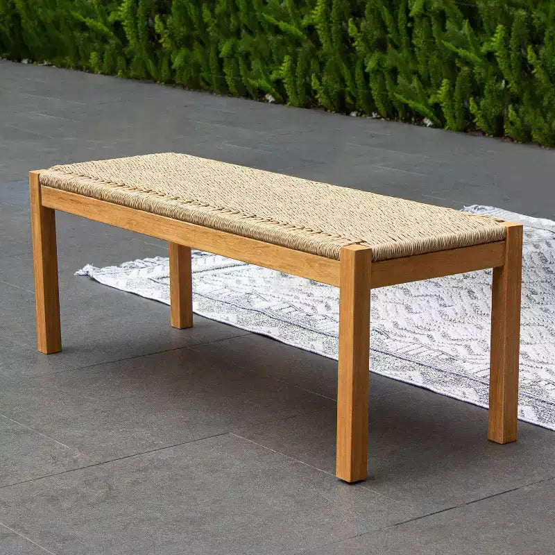 Ensemble de salle à manger d'extérieur 6 pièces en teck Sonoma Lane Azle avec osier tressé couleur miel – Résistant aux intempéries