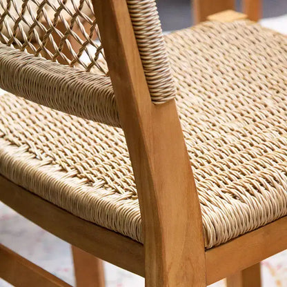 Ensemble de salle à manger d'extérieur 6 pièces en teck Sonoma Lane Azle avec osier tressé couleur miel – Résistant aux intempéries