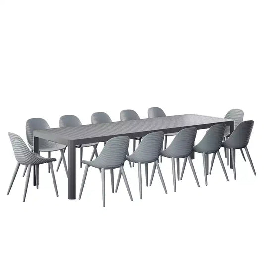 Amazonia Copa 13pc Aluminum Rectangular Extendable Patio Dining Set Gray