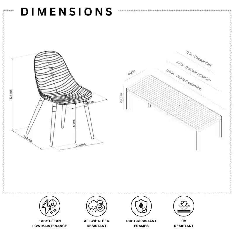 Ensemble de salle à manger d'extérieur rectangulaire extensible 13 pièces en aluminium Amazonia Copa, gris