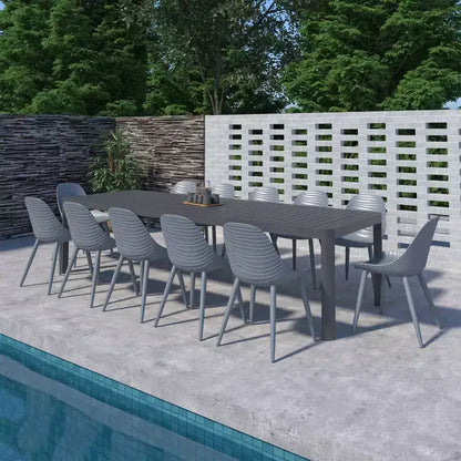 Ensemble de salle à manger d'extérieur rectangulaire extensible 13 pièces en aluminium Amazonia Copa, gris