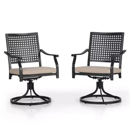 Set da pranzo da esterno 7 pezzi con sedie girevoli e cuscini e tavolo allungabile - Captiva Designs: Resistente agli agenti atmosferici, struttura in acciaio