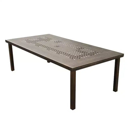 Ensemble de salle à manger d'extérieur moderne rectangulaire de 241 cm pour 8 personnes, résistant aux UV, bronze - Oakland Living : avec sièges en maille et trou pour parasol