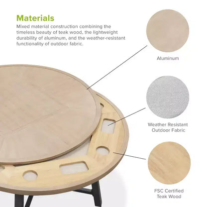 Greemotion Set da pranzo trasformabile da esterno 3-in-1 Lyon 5 pz con sedie imbottite, marrone: Alluminato, resistente ai raggi UV, 4 posti