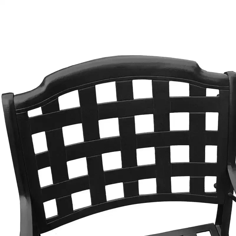 Set da pranzo da patio da 5 pezzi con tavolo rotondo in alluminio a rete decorata da 48" e sedie a scacchi - Nero - Oakland Living: resistente ai raggi UV, resistente alla muffa
