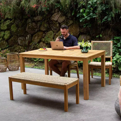 Sonoma Lane Ensemble repas de jardin 4 pièces en bois de teck Eola avec osier miel marron - Résistant aux intempéries