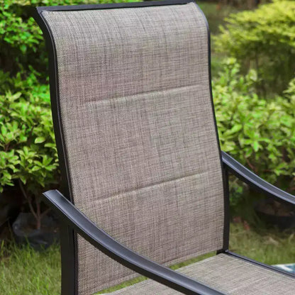 Set da Patio con Tavolo in Acciaio con Foro per Ombrellone da 1,57" e Sedie Girevoli a 360° in Sling - Captiva Designs