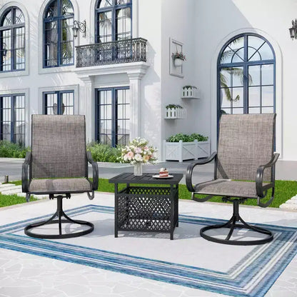 3pc Patio Dining Set with Small Square Table with Umbrella Hole - Captiva Designs: Weather-Resistant, Quick-Dry Comfort